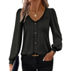 Fantaslook Tops for Women V Neck Long Sleeve Blouses Eyelet Casual Fall Shirts Trendy