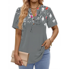 Fantaslook V Neck Henley Blouses for Women Dressy Casual Tops Summer Short Sleeve Shirts Fashion Clothes