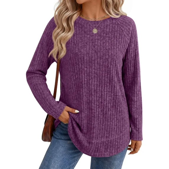 Fantaslook Color Block Long Sleeve Shirts for Women Lightweight Fall Sweaters Dressy Casual Tunic Tops
