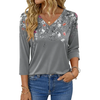 Fantaslook V Neck T Shirts for Women 3/4 Sleeve Tunic Tops Dressy Casual Blouses Boho Basics Tee Summer Fall Clothes