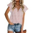 Fantaslook Blouses for Women Floral Print V Neck Ruffle Short Sleeve Shirts Casual Summer Tops