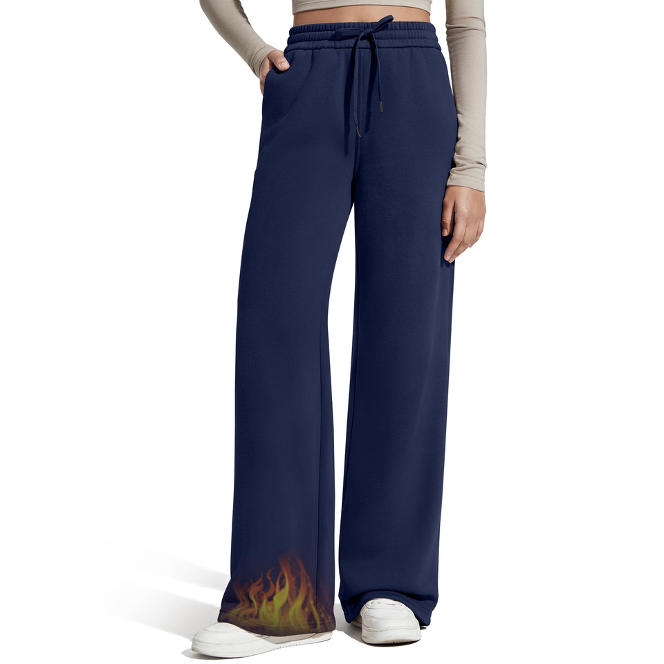 Fantaslook Womens Sweatpants Baggy Fleece Lined Wide Leg Sweatpants Drawstring Warm Lounge Pants with Pockets