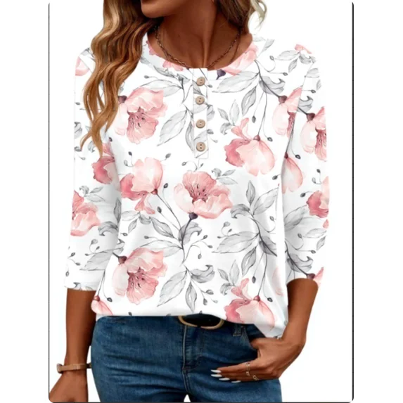 Fantaslook Blouses for Women Henley Long Sleeve Shirts Dressy Casual Fall Tops Work Blouses