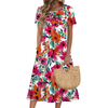 Fantaslook Pleated Summer Dresses for Women Short Sleeve A Line Midi Dress Flowy Floral Sundress Casual Dress with Pockets