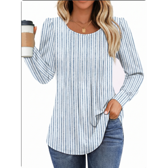 Fantaslook Pleated Blouses for Women Dressy Casual Long Sleeve Shirts Fall Tunic Tops