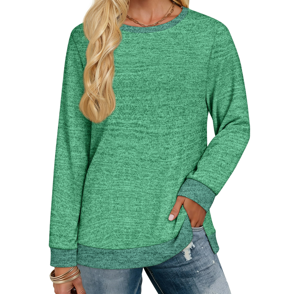 Fantaslook Sweatshirt for Women Long Sleeve Shirts Tunic Tops Color Block Crewneck Sweatshirts Side Split