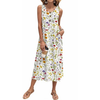 Fantaslook Long Tank Dresses for Women Summer Sleeveless Button Down Dress Casual Loose Beach Vacation Sundress