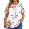 Fantaslook Dressy Blouses for Women Pleated Short Sleeve Tunic Tops Casual Floral Shirts