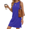 Fantaslook Tank Dresses for Women Crewneck Sleeveless Mini Sundresses Casual Summer Split Dress