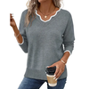 Fantaslook Color Block Sweaters for Women V Neck Pullover Lightweight Sweaters Long Sleeve Tops Fall Fashion Clothes