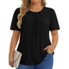 Fantaslook Dressy Blouses for Women Pleated Short Sleeve Tunic Tops Casual Floral Shirts