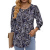 Fantaslook Pleated Blouses for Women Dressy Casual 3/4  Sleeve Womens Tops with Smocked Cuffs Summer Fall Shirts