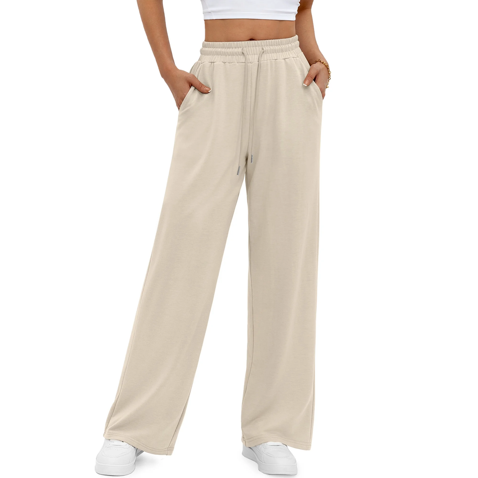 Fantaslook Wide Leg Sweatpants for Women Casual High Waisted Baggy Sweatpants Drawstring Workout Pants with Pockets Fashion Outfits