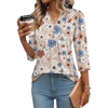 Fantaslook 3/4 Sleeve Plus Size Tops for Women Henley V Neck Button Blouses Dressy Floral Tunic Work Shirts L-5XL