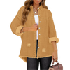 Fantaslook Denim Jackets for Women Trendy Frayed Hem Shackets Casual Button Up Jean Jacket Coats