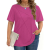 Fantaslook Women Plus Size Tops Pleated Crewneck Short Sleeve Shirts Casual Summer Tops