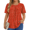 Fantaslook Dressy Blouses for Women Pleated Short Sleeve Tunic Tops Casual Floral Shirts