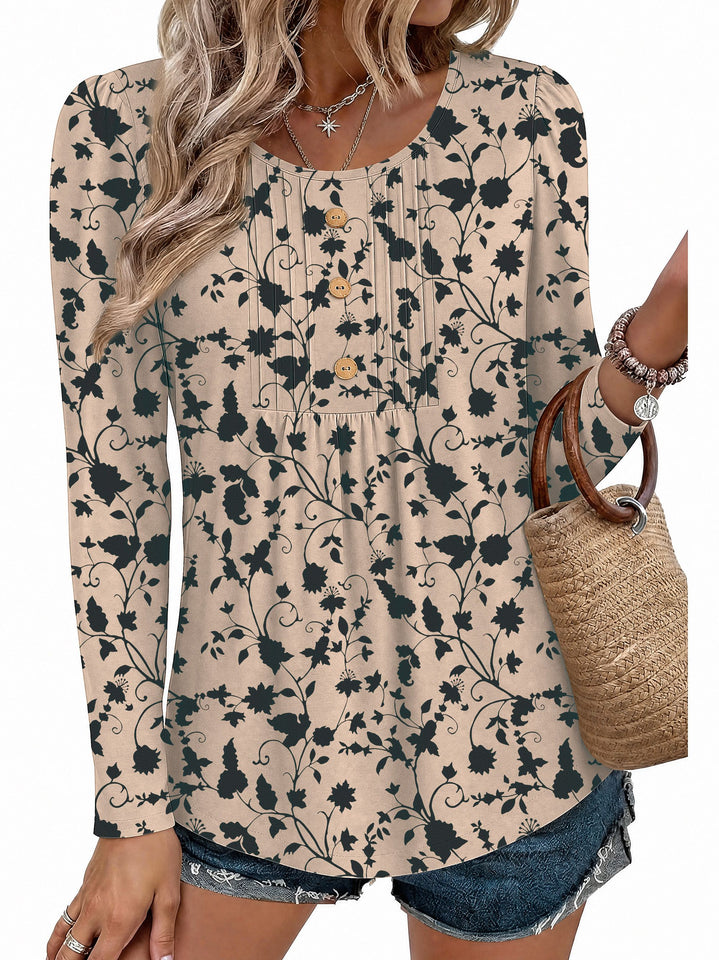 Fantaslook Womens Tops Dressy Casual Button Pleated Blouses Long Sleeve Shirts Fall Fashion Tunic Tops