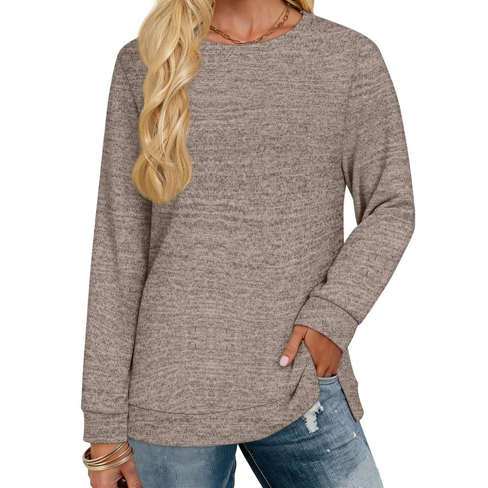 Fantaslook Sweatshirt for Women Long Sleeve Shirts Tunic Tops Color Block Crewneck Sweatshirts Side Split