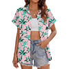 Fantaslook Hawaiian Button Down Shirts for Women Casual Short Sleeve Floral Print Blouses Summer Tops