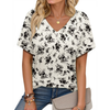 Fantaslook V Neck T Shirts for Women Floral Summer Tops Short Sleeve Shirts Casual Tunic Tops