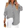 Fantaslook Striped Button Down Shirts for Women Smocked Cuffed Trendy Blouse Causal Long Sleeve Tops with Pocket