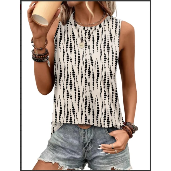 Fantaslook Womens Tank Tops Dressy Casual Sleeveless Blouses Crew Neck Pleated Tunic Shirts Summer Tops