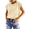 Fantaslook Cap Sleeve Sweaters for Women Casual Crew Neck Loose Knit Lightweight Sweater Vest Pullover Tops