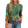 Fantaslook Womens Plus Size Tops 3/4 Sleeve Pleated Dressy Blouses Crew Neck Casual Tunic Tops Summer Shirts