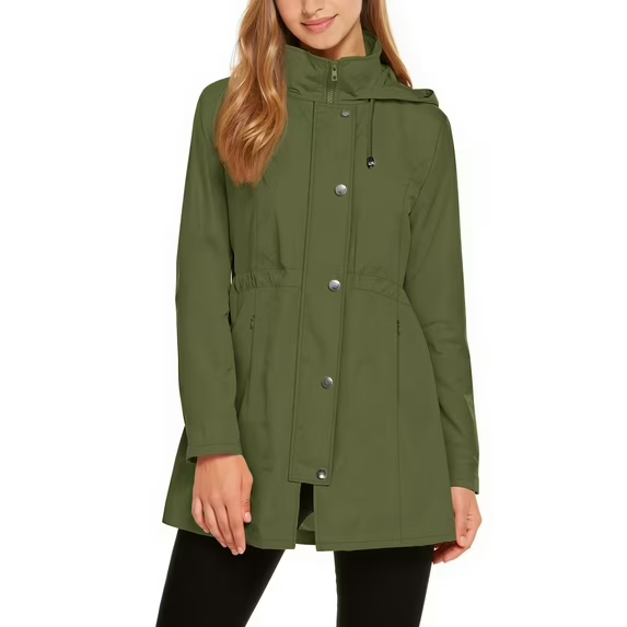 Fantaslook Fall Jackets for Women Hooded Windbreaker Water-Resistant Long Coat Outdoor Trench Coat with pockets