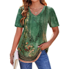 Fantaslook Blouses for Women Dressy Casual V Neck Pleated Tunic Tops Summer Short Sleeve Boho Shirts