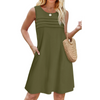 Fantaslook Pleated Tank Dresses for Women Fashion Summer Sleeveless Sundress Casual Beach Dress with Pockets
