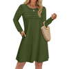 Fantaslook Pleated Long Sleeve Dresses for Women Fashion Fall Dresses Casual Dress with Pockets