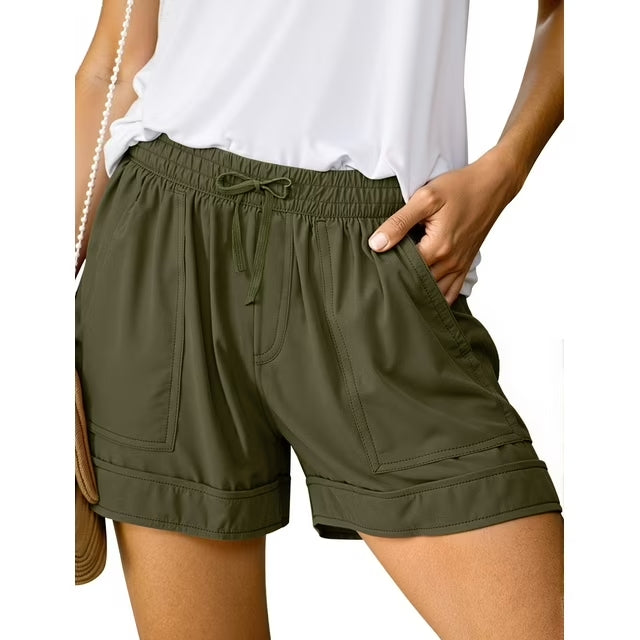 Fantaslook Womens Casual Shorts Elastic Waist Drawstring Shorts Pants with Pockets Summer Beach Floral Shorts