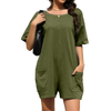 Fantaslook Rompers for Women Casual Summer Jumpsuits Short Sleeve Loose Overalls Shorts Rompers with Pockets Outfits
