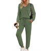 Fantaslook Two Piece Sets for Women Fall Outfits Fashion Lounge Sets V Neck Tops Long Pants Tracksuit Vacation Travel Outfits