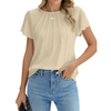 Fantaslook Pleated Blouses for Women Dressy Casual Tops Business Work Shirts Ruffle Sleeve Crew Neck Summer Outfits