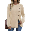 Fantaslook Blouses for Women Long Sleeve Crew Neck Tunic Tops Buttons Side Fall Shirts