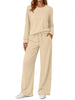 Fantaslook 2 Piece Womens Lounge Sets Casual Travel Outfits Fall Matching Sweatsuits Long Sleeve Sweatshirt and Wid Leg Pant Pajamas Set