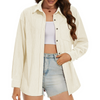 Fantaslook Women Corduroy Shirts Shacket Jacket Casual Long Sleeve Button Down Blouses Tops