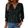 Fantaslook 3/4 Sleeve Womens Tops Dressy Casual Blouses V Neck Work Shirts Trendy Tops with Smocked Cuffs