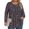Fantaslook Plus Size Womens Blouses Long Sleeve Floral Tunic Tops Henley Neck Flowy Fall Shirts