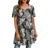 Fantaslook Plus Size Womens Tunic Tops Short Sleeve Casual Floral Shirts Swing Flare Dressy Blouses