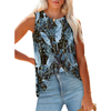 Fantaslook Womens Tank Tops Crewneck Casual Summer Side Split Sleeveless Shirts Floral Blouses