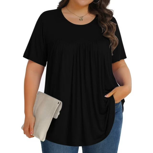 Fantaslook Womens Plus Size Tops Tunic Short Sleeve Shirts Floral Blouses Loose Summer Tops