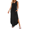 Fantaslook Summer Maxi Dresses for Women V Neck Tank Dress Vacation Beach Floral Sundresses with Pockets