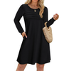 Fantaslook Pleated Long Sleeve Dresses for Women Fashion Fall Dresses Casual Dress with Pockets