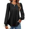 Fantaslook Eyelet Blouses for Women Dressy Casual Long Sleeve Shirts Crew Neck Fall Trendy Tops