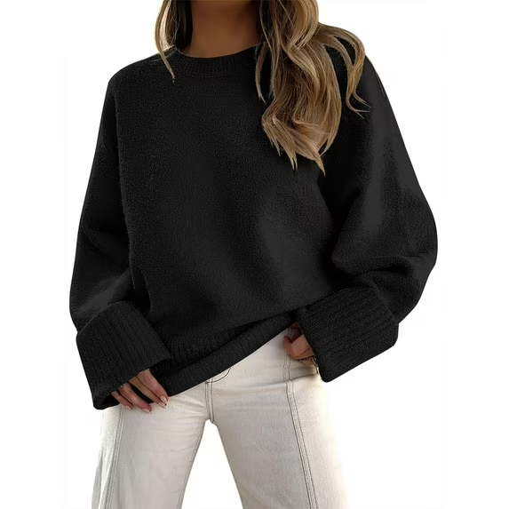 Fantaslook Sweaters for Women Oversized Crewneck Long Sleeve Chunky Knit Pullover Sweaters Tops Trendy Fall Outfits
