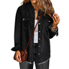 Fantaslook Denim jackets for Women Oversized Button Up Frayed Hem Shackets Fashion Jean Jacket With Pockets
